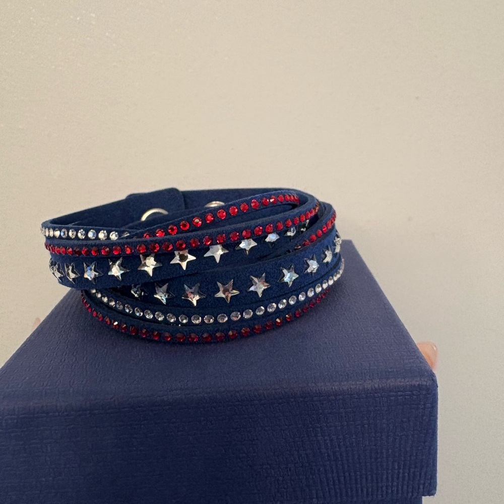Swarovski Navy Blue Crystal-Embellished Wrap Bracelet - Picture 2 of 4